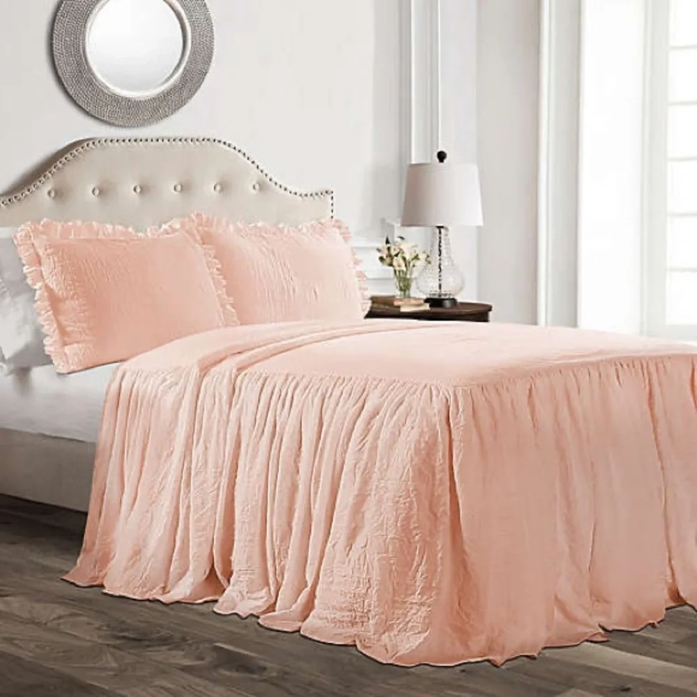 Lush Décor Ruffle 3-Piece Full Bedspread Set in Blush - Picture 1 of 3
